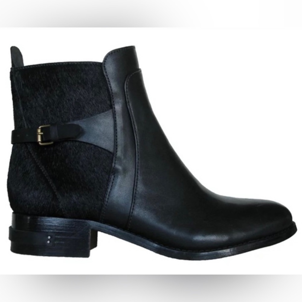 Freda Salvador Boots Booties Ankle Leather Calf Hair Western Casual Black 7
